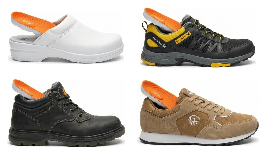 stepz Entlastungssohlen in Clog, Arbeitsschuh, Stiefel und Sneaker